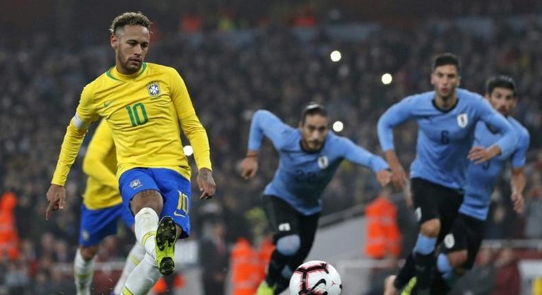 Brazil's Neymar scores the winner against Uruguay