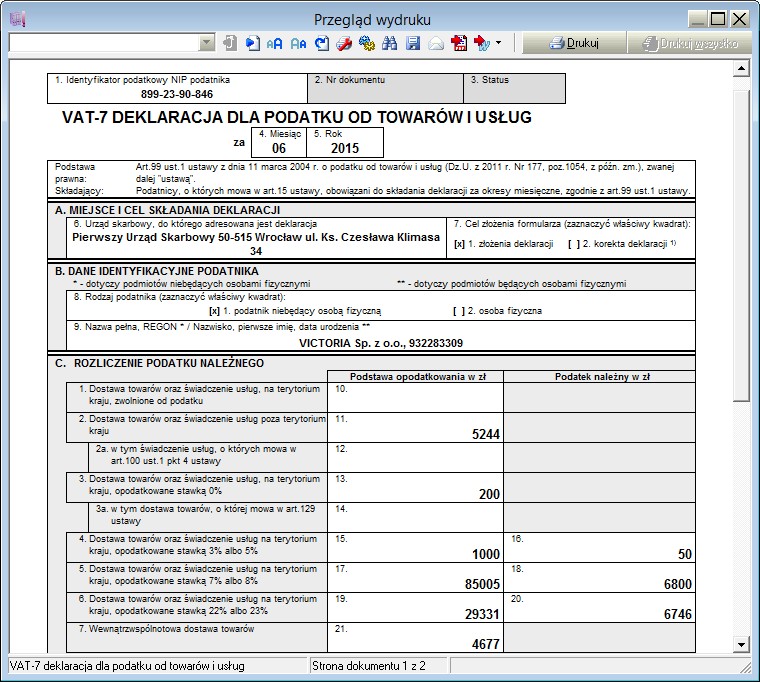 R2fk: Generowanie deklaracji VAT-7