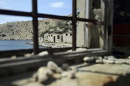 A view of damaged prison buildings on the Goli Otok (Barren Island)