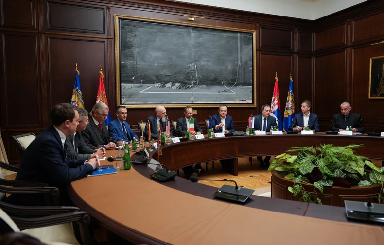 Ministri  Dačić, Đurić i Vujić sa predstavnicima zemalja Kvinte