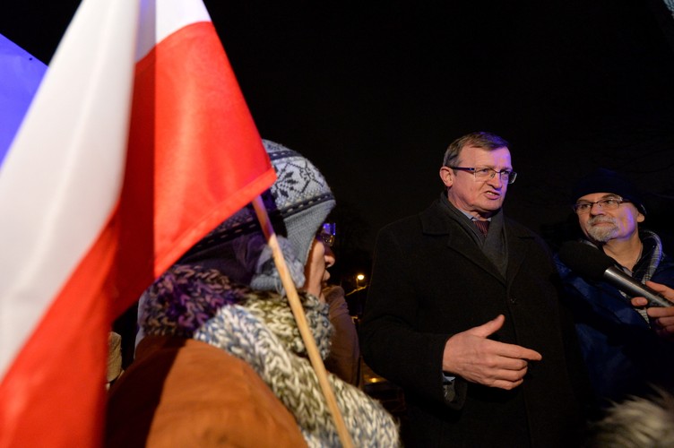Tadeusz Cymański na demonstracji