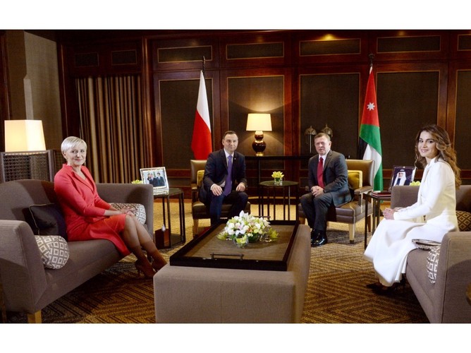Agata Kornhauser-Duda, królowa Rania oraz Andrzej Duda i król Jordanii Abdullah II