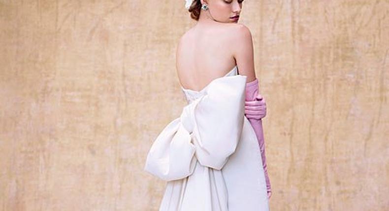 Ivory silk-faille gown with a bow by Rafael Cennamo White Couture