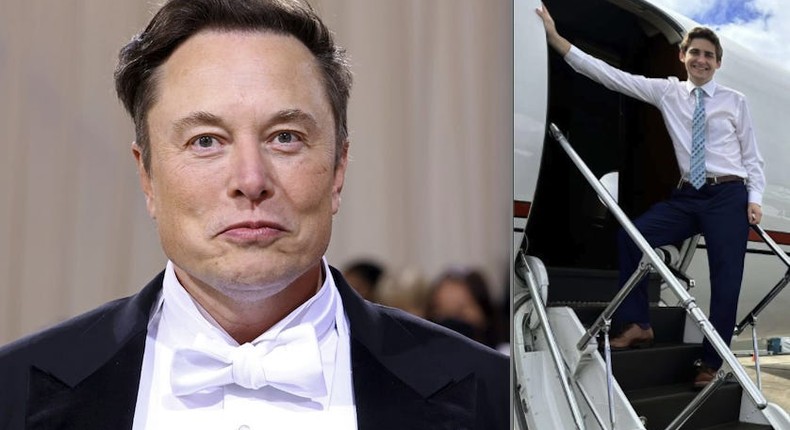 Jack Sweeney says he's launched his own public database to help track flight data for celebrities like Elon Musk, pictured left.Jack Sweeney and Getty