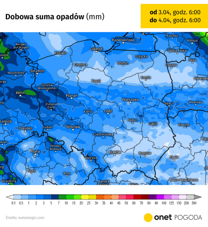 Opady nie będą intensywne, ale mogą występować w całym kraju