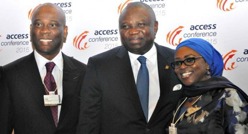 Lagos State Governor, Akinwunmi Ambode; flanked by Chief Executive Officer/Group Managing Director, Access Bank, Herbert Wiwge (left), and Chairperson, Access Bank, Nigeria, Mosun Bello-Olusoga, during the Access Leadership Conference at the Eko Hotels &Suites, Victoria Island, Lagos, on Thursday, December 10, 2015