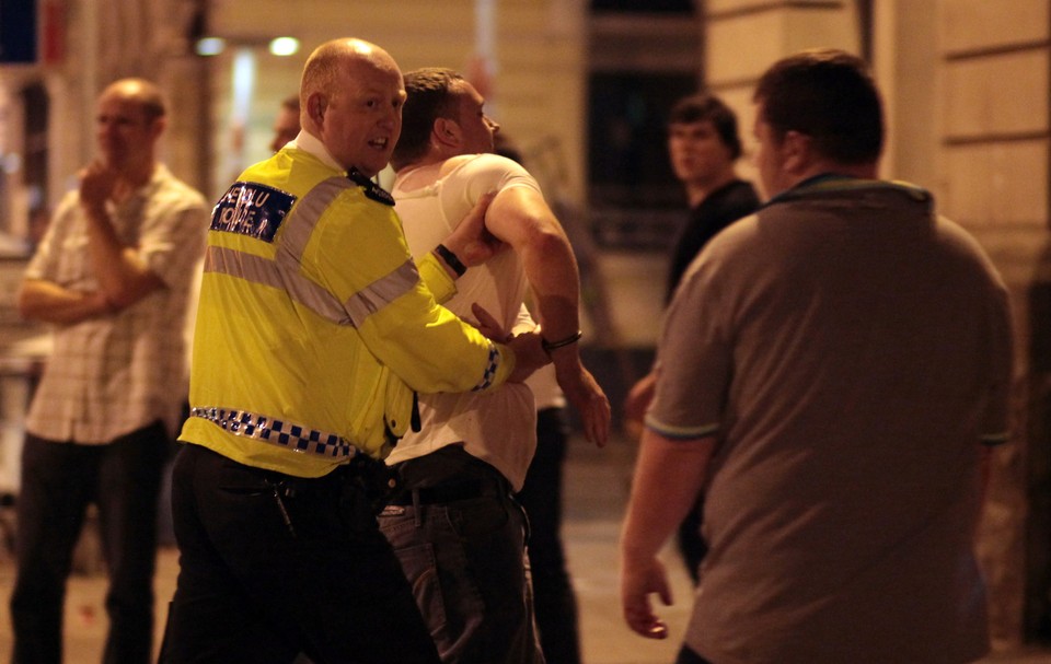 Saturday Night Revellers Enjoy Themselves In Cardiif City Centre