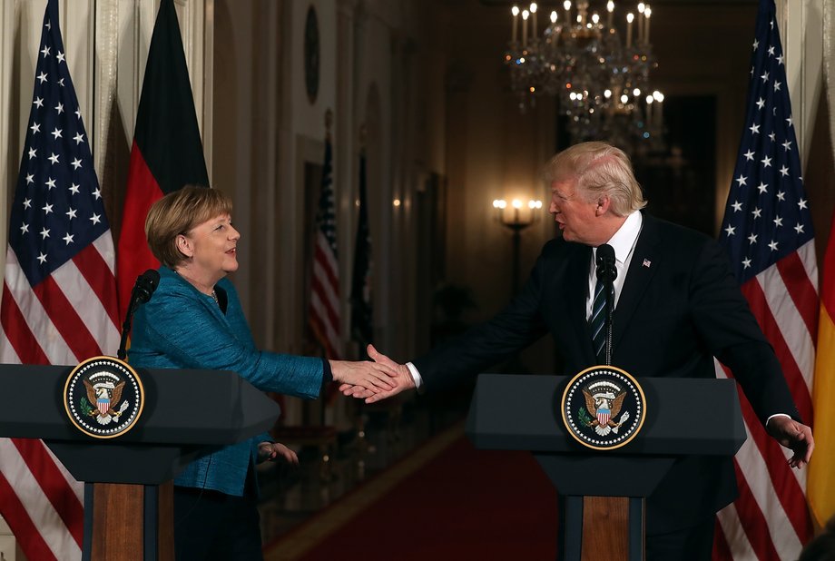 Angela Merkel i Donald Trump w Białym Domu