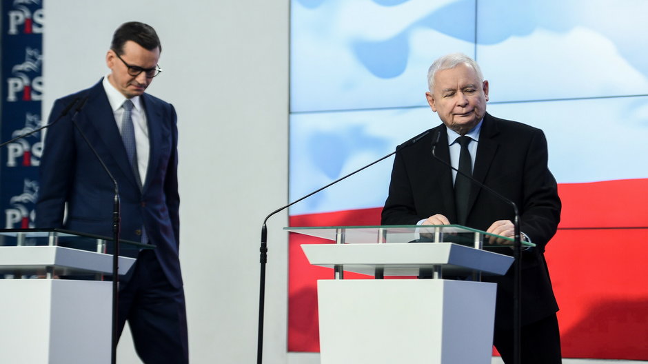 Premier Mateusz Morawiecki i prezes PiS Jarosław Kaczyński