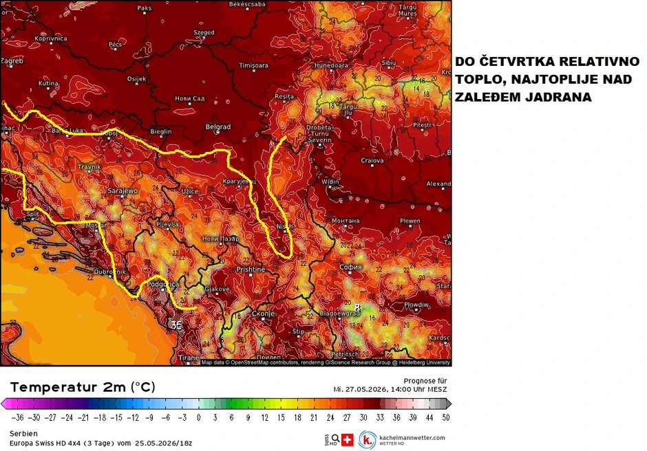Do četvrtka toplo