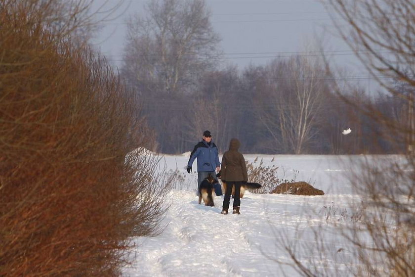 Kwaśniewscy. Cztery osoby wyprowadzają ich psy