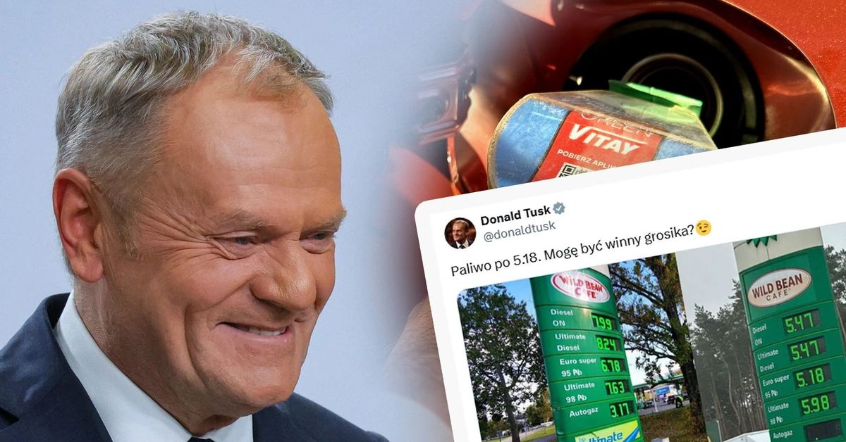 Nowy cud na stacjach, benzyna po 5,18 zł/l. Tusk: Mogę zwrócić grosika?