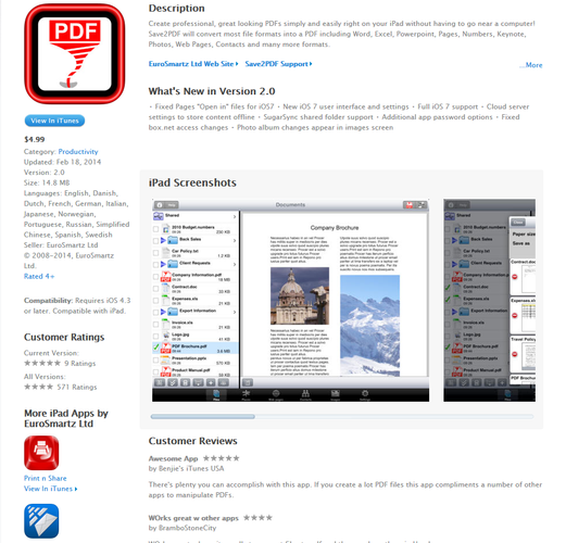 <b>Save2PDF (iOS)</b>
<br><br>
Aplikacja umożliwia przygotowywanie i zapisywanie dokumentów w popularnym 