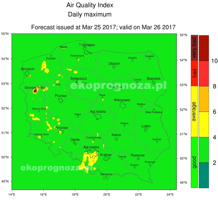 Ekoprognoza na 26 marca 2017r.