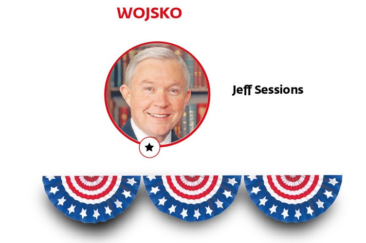 <b>Wojsko</b><br><br>

Pentagon może przypaść <b>Jeffowi Sessionsowi</b>. To jeden z najbardziej konserwatywnych senatorów. Reprezentuje Alabamę nieprzerwanie od 1997 r. Zasiada w senackiej Komisji Sił Zbrojnych. Z Trumpem poznał się w 2005 r. przy okazji debaty na temat remontu siedziby ONZ. Dotarły wtedy do niego słuchy, że biznesmen wyśmiewa inwestycję za 1,2 mld dol. Ponieważ Sessions również był oburzony kosztem, zaprosił Trumpa na przesłuchanie do Senatu. Trump powiedział, że zrobiłby to samo, ale za 200 mln dol. Sessions, podobnie jak republikański kandydat na prezydenta, uważa, że członkowie NATO nie traktują poważnie swoich zobowiązań. – Nasi sojusznicy w Europie zbyt długo polegali na naszej pomocy. Trzeba ją uzależnić od realnego poziomu inwestycji w ich krajach – powiedział niedawno w wywiadzie senator. Sessions nie jest też entuzjastą układów o wolnym handlu.