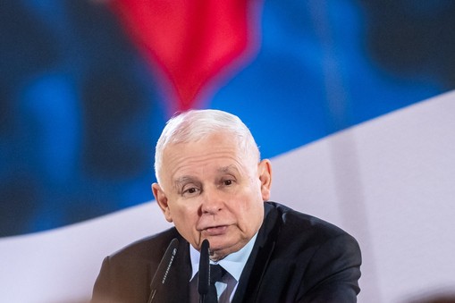 Prezes PiS Jarosław Kaczyński na spotkaniu z mieszkańcami Włocławka.