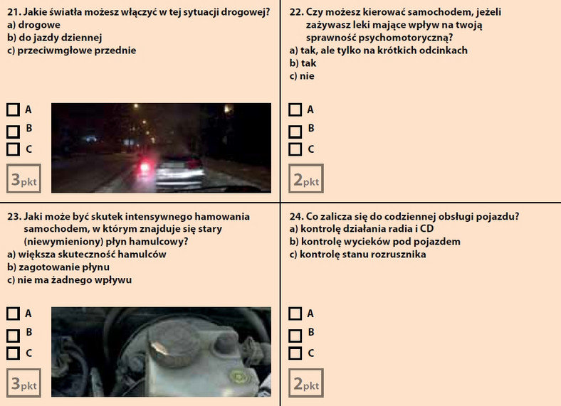 Egzamin teoretyczny na prawo jazdy - zestaw 8