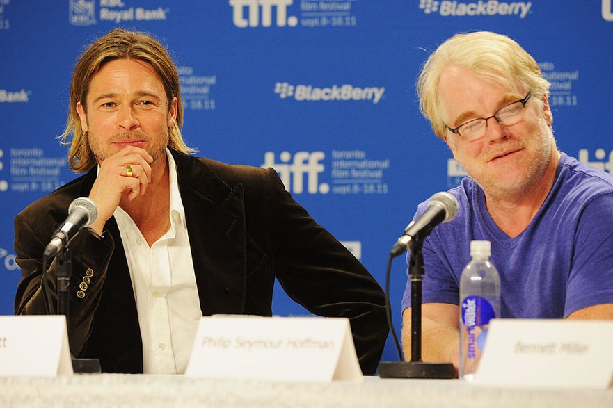 Brad Pitt i Philip Seymour Hoffman w 2011 r.