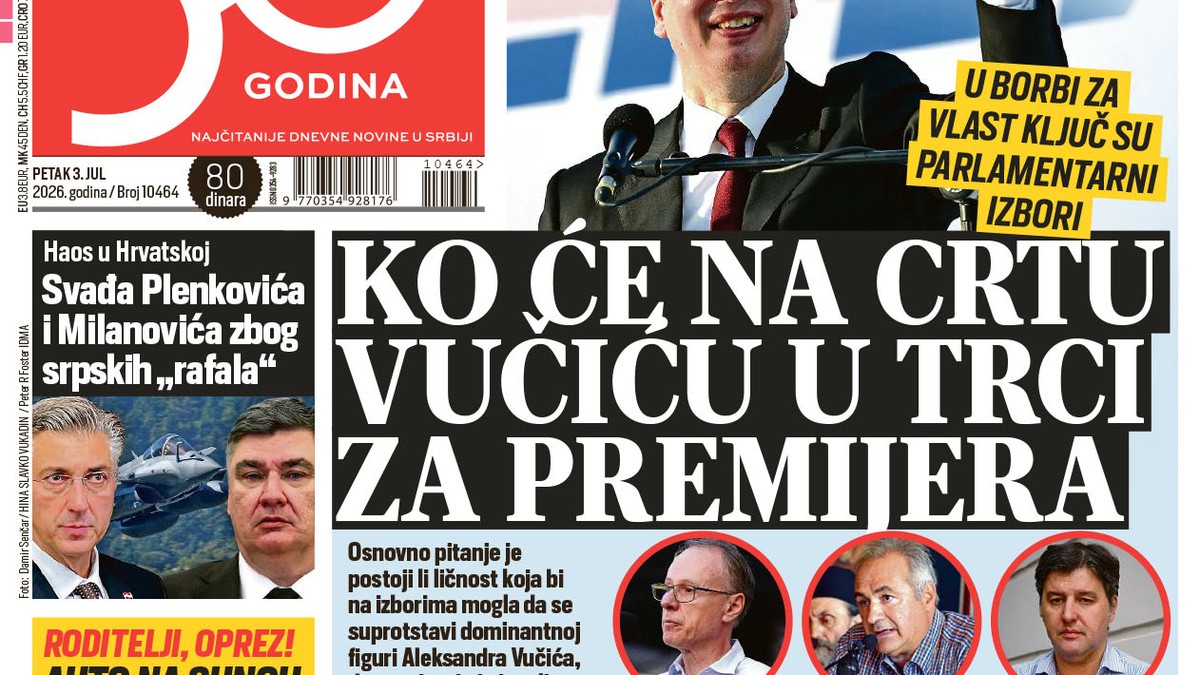 Blic naslovna strana za 3.7.