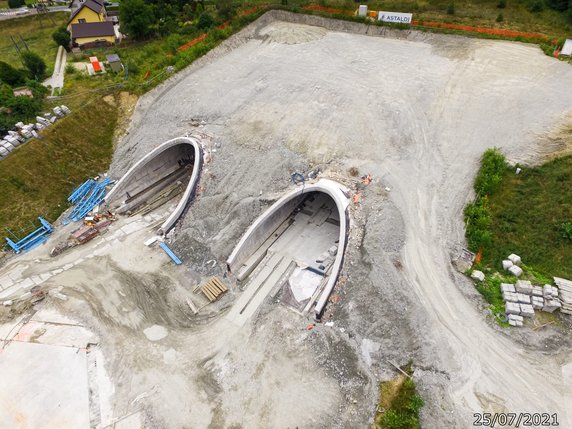 Budowa Tunelu ekspresowej zakopianki lipiec-sierpień 2021 r. 