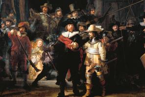Rembrandt Harmenszoon van Rijn's painting titled 'The Night Watch'. Rembrandt (1606-1669) Dutch pain