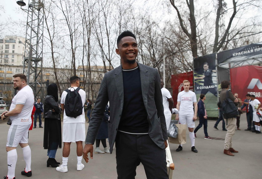 Player of Konyaspor soccer club and Cameroonian national team Eto'o attends a match, as part of the 