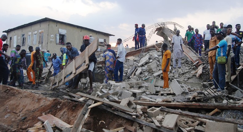 Photo of a collapsed building in Ibadan some months ago - For illustration (PunchNews)