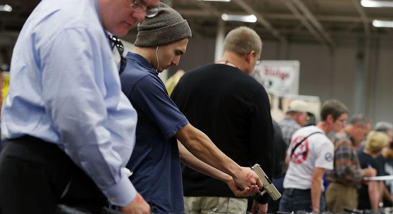 Potential buyers at a gun show in Chantilly, Virginia