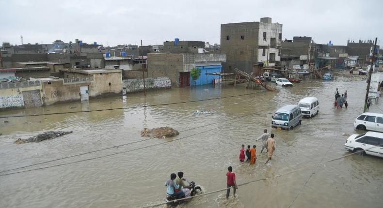 Government hospitals in Karachi said 12 people had died in recent days in flood-related incidents