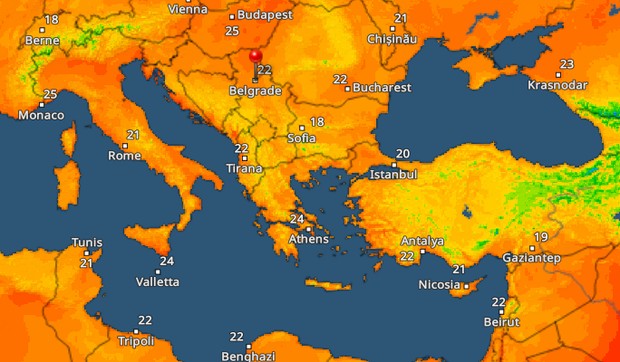 Temperature u većim gradovima