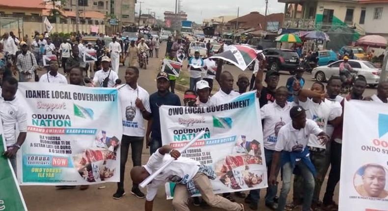 Yoruba-nation agitators in Akure (Punch)