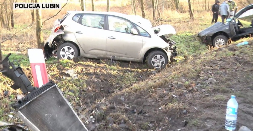 Wypadek na drodze krajowej nr 36 między Lubinem a Osiekiem na Dolnym Śląsku