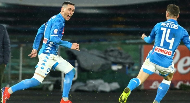 Napoli forward Jose Callejon (L) scored his first Serie A goal this season