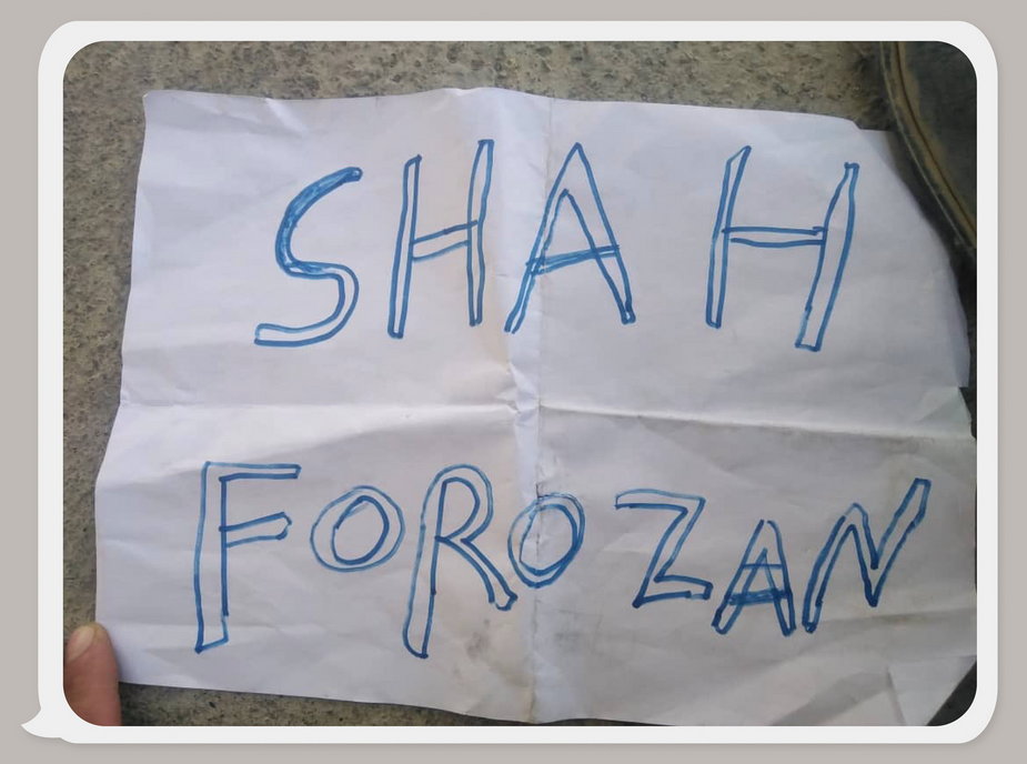 Kartka z imionami Shaha i Forozan