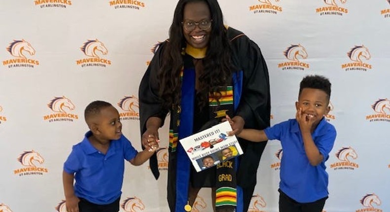 The author with her two kids on graduation day.Courtesy of Ke'Yonna Hall