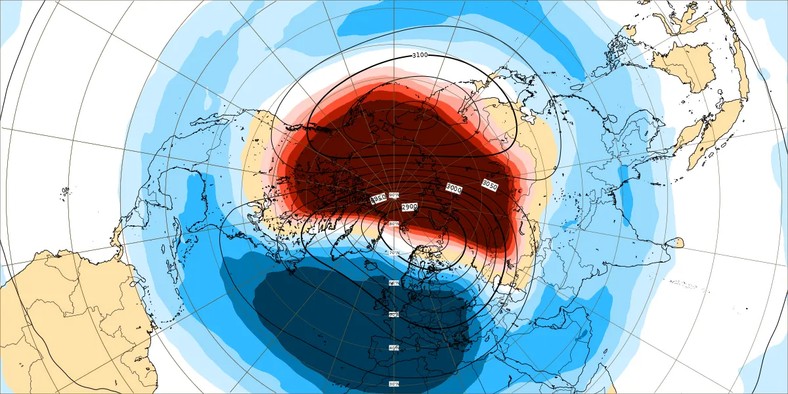 Temperatura w stratosferze będzie znacznie przekraczać średnią