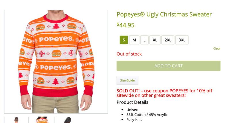 popeyes christmas sweater