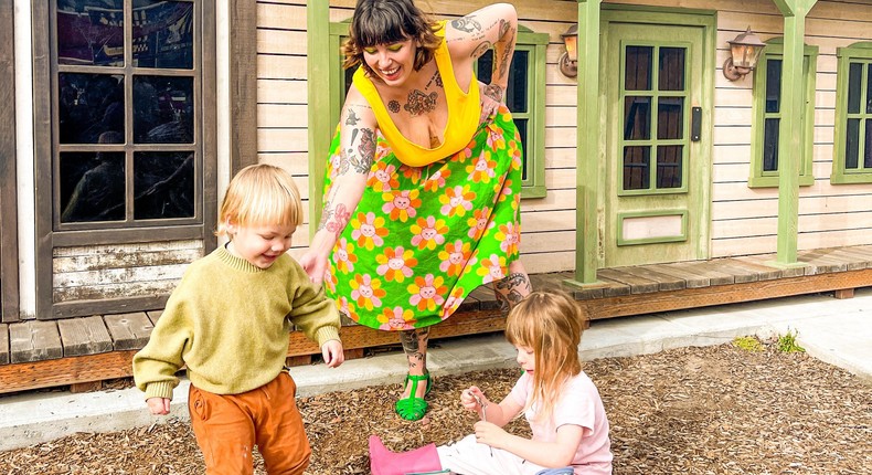 Bunny McFadden with her two children.