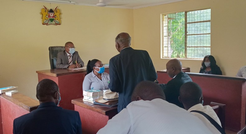 Belgut MP Nelson Koech and former Machakos Senator Johnstone Muthama when they were present at the Kwale Law Courts