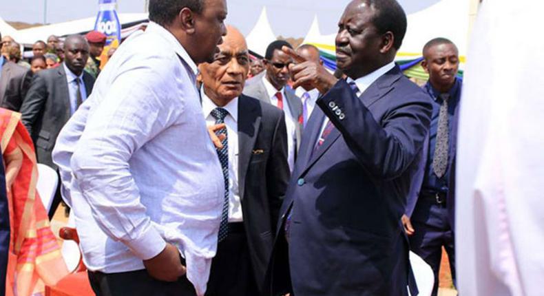 File image of President Uhuru Kenyatta with ODM leader Raila Odinga at a past event