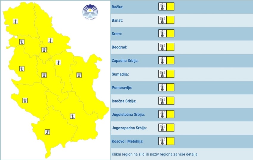 Žuti metealarm upaljen za celu Srbiju za 29. i 30. mart