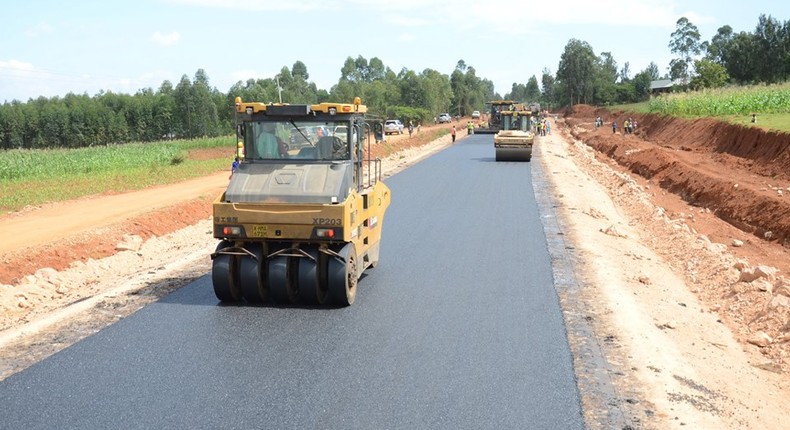 An ongoing road construction in Kenya