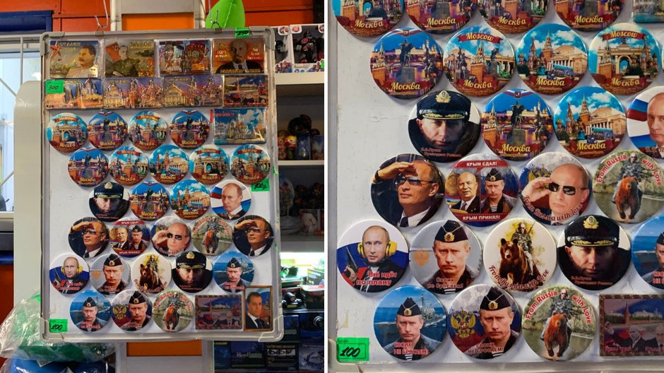 Magnesy sprzedawane w sklepie przy dworcu w Moskwie.