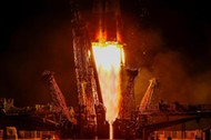 The Soyuz MS-05 spacecraft carrying the crew of Nespoli of Italy, Ryazanskiy of Russia and Bresnik of the U.S. blasts off to the International Space Station (ISS) from the launchpad at the Baikonur Cosmodrome