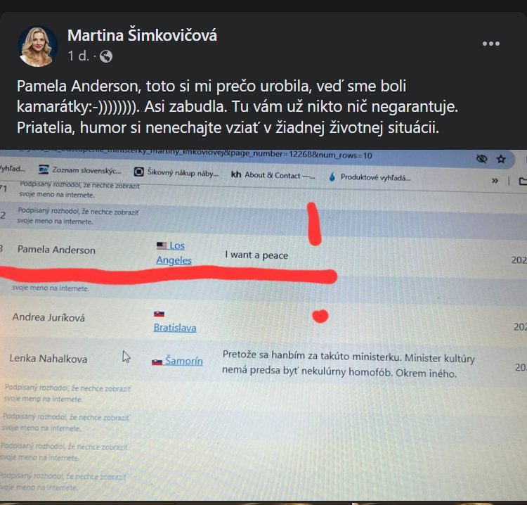 Ironická reakcia ministerky na petíciu.