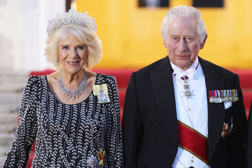 Król Karol III z żoną Camillą podczas wizyty w Niemczech, 29.03.2023 r.