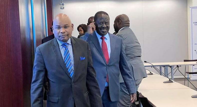 File image of Professor Makau Mutua with Raila Odinga