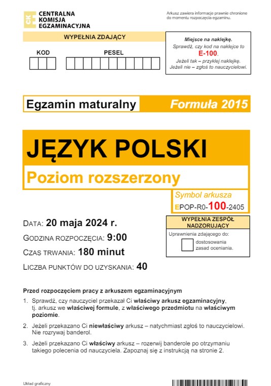 Matura 2024. Język polski - poziom rozszerzony [ARKUSZE CKE]