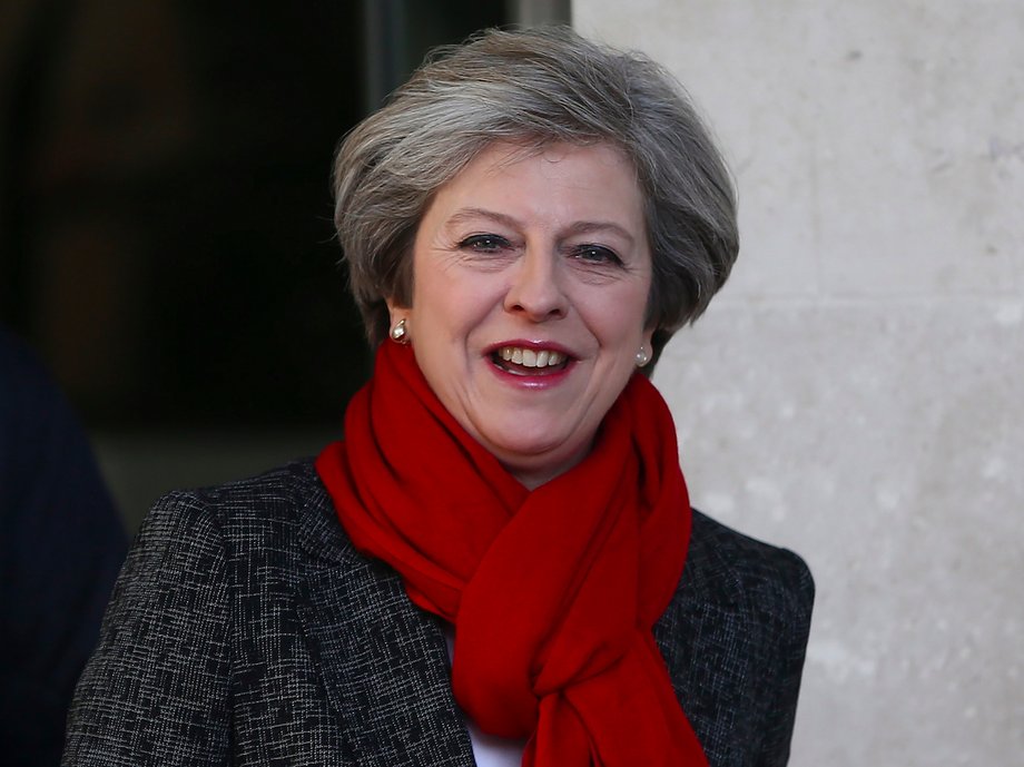 Britain's Prime Minister Theresa May leaves the BBC's Broadcasting House in London, Britain, January 22, 2017.