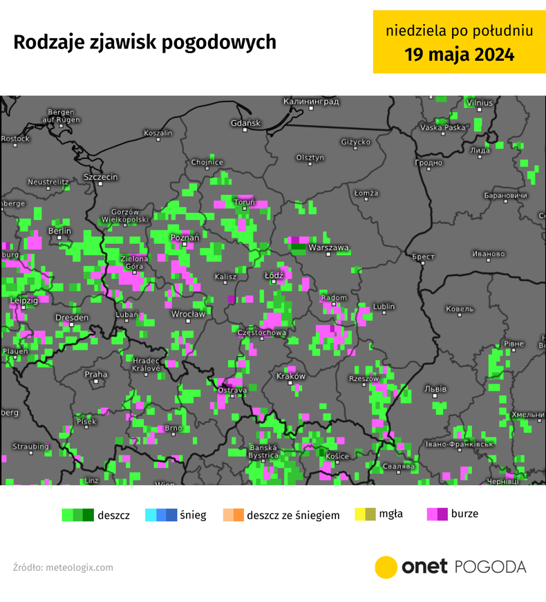 W niedzielę popadać i zagrzmieć może we wszystkich regionach